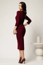 Rochie midi bordo din stofa cu croi cambrat si accesoriu in talie, 2, dyfashion.ro
