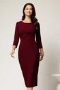 Rochie midi bordo din stofa cu croi cambrat si accesoriu in talie, 1, dyfashion.ro