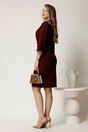 Rochie midi bordo din stofa cu maneci tip lalea si curea in talie, 2, dyfashion.ro