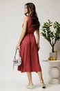 Rochie midi bordo din tencel in clos cu nasturi si curea, 2, dyfashion.ro