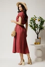 Rochie midi bordo din tencel in clos cu nasturi si curea impletita, 2, dyfashion.ro