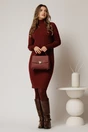 Rochie midi bordo din tricot cu guler intors, 3, dyfashion.ro