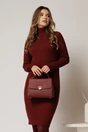 Rochie midi bordo din tricot cu guler intors, 1, dyfashion.ro
