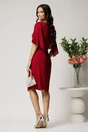 Rochie midi bordo din voal cu croi drept si accesoriu stralucitor la bust, 2, dyfashion.ro