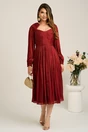 Rochie midi bordo din voal in clos cu aspect sidefat- Leonard Collection, 4, dyfashion.ro