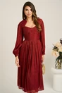 Rochie midi bordo din voal in clos cu aspect sidefat- Leonard Collection, 1, dyfashion.ro