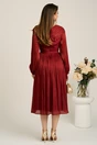 Rochie midi bordo din voal in clos cu aspect sidefat- Leonard Collection, 2, dyfashion.ro
