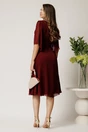 Rochie midi bordo din voal in clos cu broderie florala pe talie, 2, dyfashion.ro