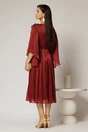Rochie midi bordo din voal peliculizat cu decolteu petrecut si aplicatii florale, 2, dyfashion.ro
