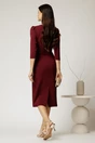 Rochie midi bordo eleganta cu accesoriu pe talie si pliuri, 2, dyfashion.ro