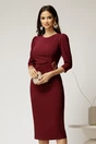 Rochie midi bordo eleganta cu accesoriu pe talie si pliuri, 1, dyfashion.ro