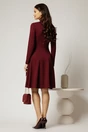 Rochie midi bordo in clini cu funda maxi satinata pe bust, 2, dyfashion.ro