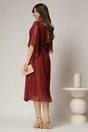 Rochie midi caramizie din matase clos si decolteu V, 2, dyfashion.ro