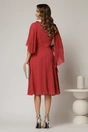 Rochie midi caramizie din voal in clini cu flori pe talie si umar, 2, dyfashion.ro