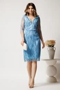 Rochie midi conica bleu din tull cu paiete- Ella Collection Ingrid, 3, dyfashion.ro