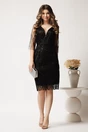 Rochie midi conica neagra din tull cu paiete- Ella Collection Ingrid, 3, dyfashion.ro