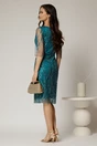 Rochie midi conica turcoaz din tull cu paiete, 2, dyfashion.ro