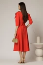 Rochie midi corai clos cu funda ampla pe umar si cordon detasabil, 2, dyfashion.ro