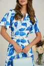 Rochie midi cu imprimeu albastru din triplu voal in clos, 3, dyfashion.ro