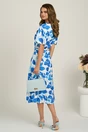 Rochie midi cu imprimeu albastru din triplu voal in clos, 2, dyfashion.ro