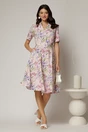 Rochie midi cu imprimeu floral in nuante de roz si lila, 3, dyfashion.ro