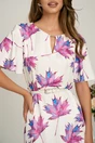 Rochie midi cu imprimeu magenta din triplu voal in clos, 3, dyfashion.ro