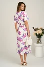 Rochie midi cu imprimeu magenta din triplu voal in clos, 2, dyfashion.ro