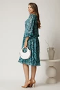 Rochie midi cu imprimeu turcoaz din voal cu croi in clini, 2, dyfashion.ro