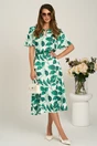 Rochie midi cu imprimeu verde din triplu voal in clos, 4, dyfashion.ro