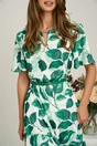 Rochie midi cu imprimeu verde din triplu voal in clos, 3, dyfashion.ro
