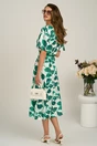 Rochie midi cu imprimeu verde din triplu voal in clos, 2, dyfashion.ro