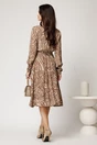 Rochie midi cu zebra print maro din viscoza cu nasturi pe bust si cordon in talie, 2, dyfashion.ro
