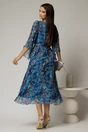 Rochie midi de ocazie cu imprimeuri albastre din matase naturala, 2, dyfashion.ro