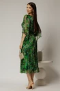 Rochie midi de ocazie cu imprimeuri verzi din matase naturala, 2, dyfashion.ro