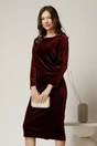 Rochie midi de ocazie din catifea cu lurex bordo, 1, dyfashion.ro