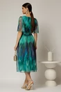Rochie midi de ocazie din voal cu imprimeuri turcoaz, 2, dyfashion.ro