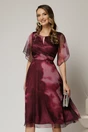 Rochie midi de ocazie in degrade magenta din voal fin, 1, dyfashion.ro