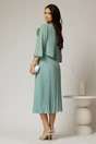 Rochie midi de ocazie verde menta cu fusta plisata si strassuri pe maneci, 2, dyfashion.ro