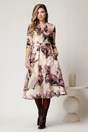 Rochie midi de zi cu imprimeu in nuante de mov, 3, dyfashion.ro