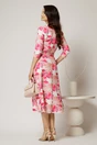 Rochie midi de zi ivoar cu imprimeuri fucsia cu buzunare, 2, dyfashion.ro