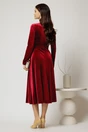 Rochie midi din catifea bordo cu bustul petrecut si nasturi eleganti, 2, dyfashion.ro