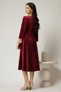 Rochie midi din catifea bordo cu decolteu V, 2, dyfashion.ro