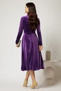 Rochie midi din catifea mov cu bustu petrecut si nasturi eleganti, 2, dyfashion.ro