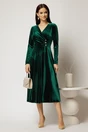 Rochie midi din catifea verde cu bustul petrecut si nasturi eleganti, 3, dyfashion.ro