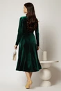 Rochie midi din catifea verde cu bustul petrecut si nasturi eleganti, 2, dyfashion.ro