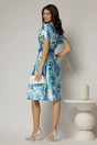 Rochie midi din satin cu imprimeuri bleu, 2, dyfashion.ro