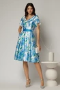 Rochie midi din satin cu imprimeuri bleu, 3, dyfashion.ro