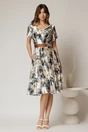 Rochie midi din satin cu imprimeuri gri si maro, 3, dyfashion.ro