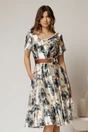 Rochie midi din satin cu imprimeuri gri si maro, 1, dyfashion.ro