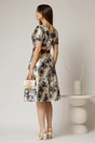 Rochie midi din satin cu imprimeuri gri si maro, 2, dyfashion.ro